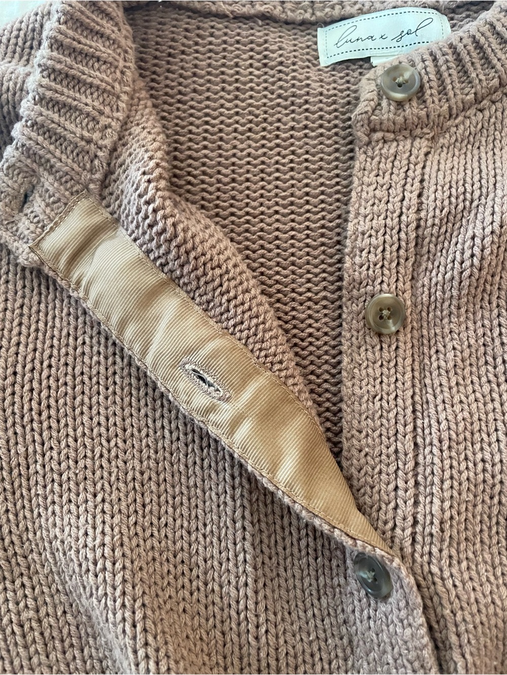 Chunky Brown Crewneck Button Cardigan Sweater size small - Picture 10 of 11